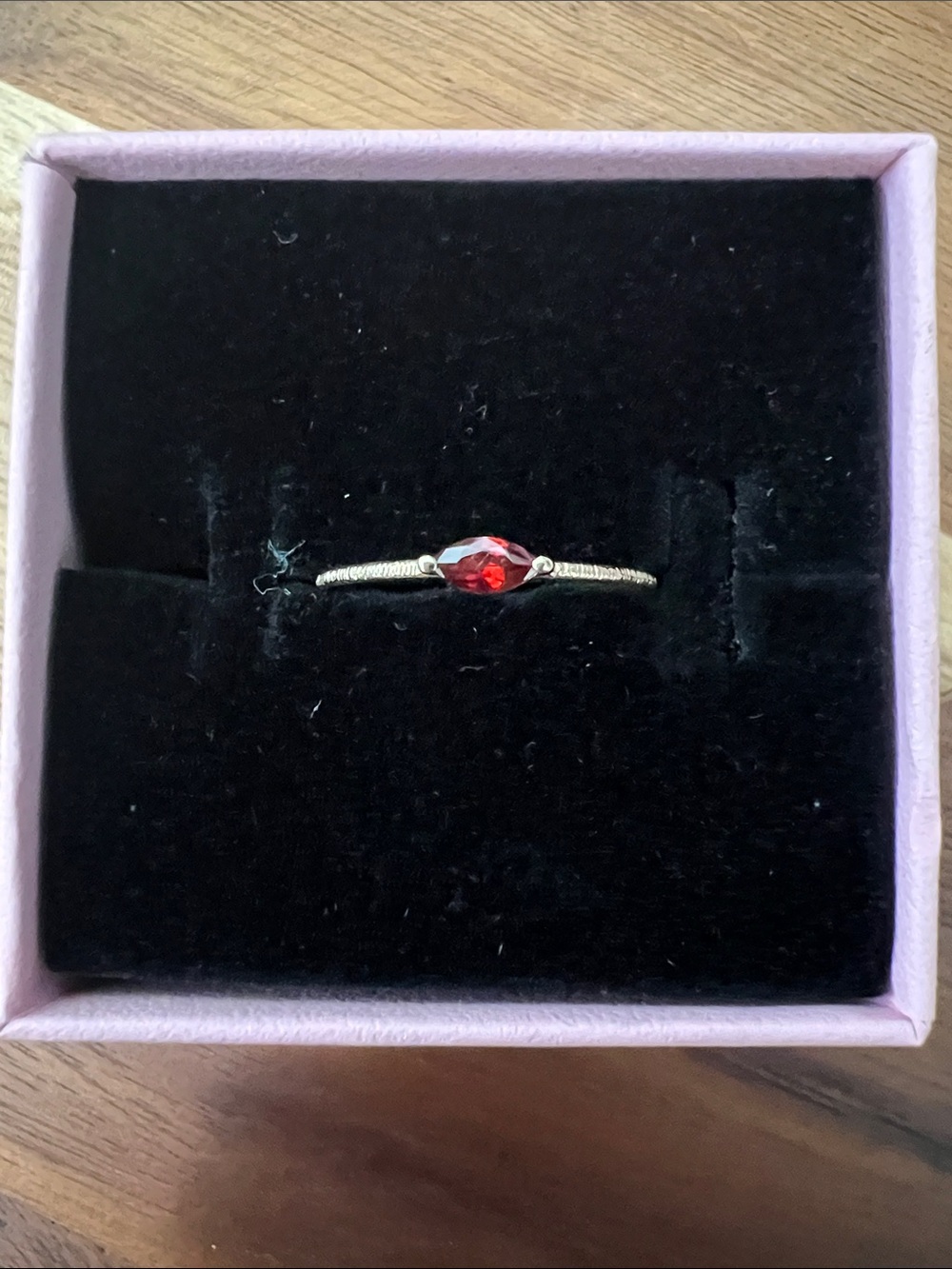 Delicate Garnet 14k solid gold stackable ring